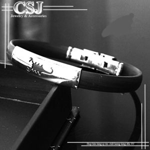 CSJ bán lắc tay nam cao su đen thời trang, vòng tay nam con bọ cạp đẹp giá rẻ không đen,