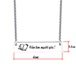 dây chuyền thẻ chữ nhật inox khắc laze