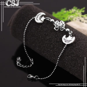 lắc tay nữ trăng sao, vòng tay nữ trăng sao bằng inox không đen,