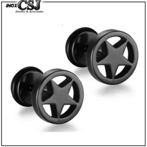 bông tai inox ngôi sao màu đen cá tính