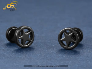 bông tai inox ngôi sao màu đen cá tính