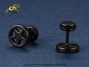 bông tai inox ngôi sao màu đen cá tính