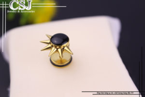 bông tai inox tạ tròn đầu gai độc đáo cá tính mạ vàng