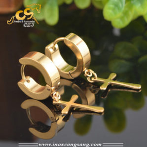 bông tai nam inox khoen tròn thánh giá hàn quốc đẹp giá rẻ
