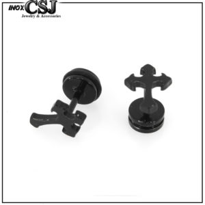bông tai nữ inox thánh giá màu đen thời trang Hàn Quốc đẹp không gỉ sắt vĩnh viễn