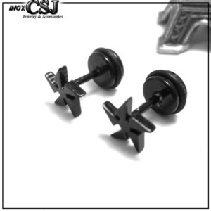 bông tai nữ inox màu đen hình chong chóng