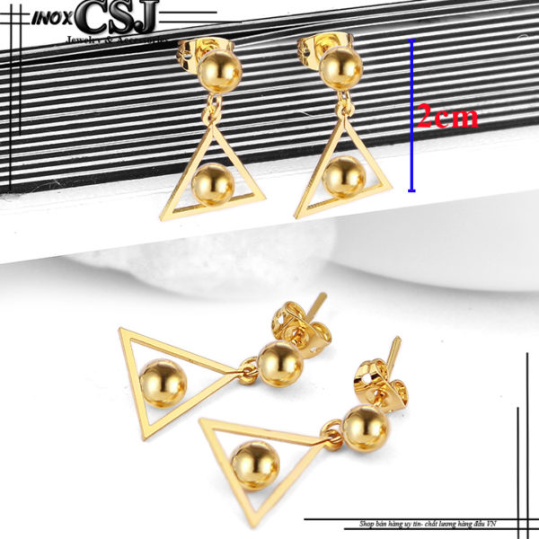 bông tai nữ hình tam giác mạ vàng phong cách Hàn Quốc đẹp giá rẻ tại CSJ
