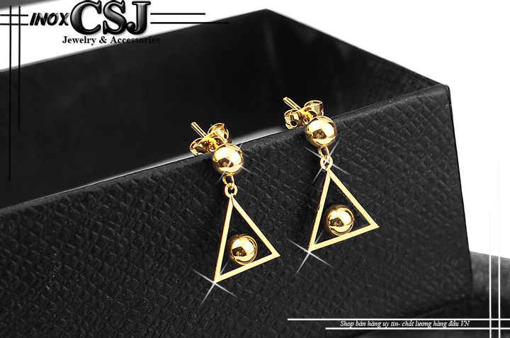 bông tai nữ hình tam giác mạ vàng phong cách Hàn Quốc đẹp giá rẻ tại CSJ