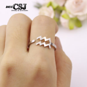 nhẫn inox cung bảo bình trang sức 12 cung hoàng đạo, trang sức nhẫn 12 chòm sao,