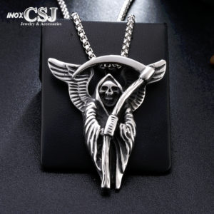 mặt dây chuyền , vòng cổ nam inox thần chết cưc