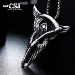 mặt dây chuyền , vòng cổ nam inox thần chết cưc