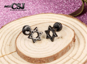 bông tai inox sơn đen hình ngôi sao đẹp giá rẻ