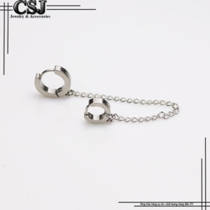 bông tai nữ inox hai khoen độc đáo phong cách Hàn Quốc