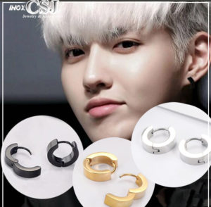 bông tai inox nam khoen tròn đẹp thời trang Hàn Quốc