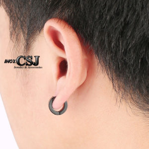 bông tai inox nam khoen tròn đẹp thời trang Hàn Quốc