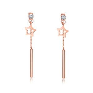 Bông tai titan thời trang Hàn Quốc kiểu tòn ten ngôi sao mạ vàng hồng đẹp giá sỉ rẻ nhất HCM