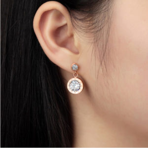 Bông tai titan số la mã mạ vàng hồng sang trọng giá rẻ
