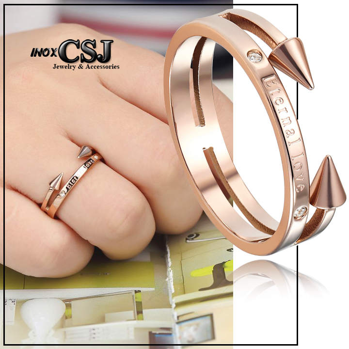 Nhẫn titan màu hồng chữ Eternal Love đẹp xinh giá rẻ phong cách Hàn Quốc