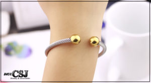 Vòng tay nữ dây cáp 2 đầu bi mạ vàng thời trang Hàn Quốc đẹp giá rẻ