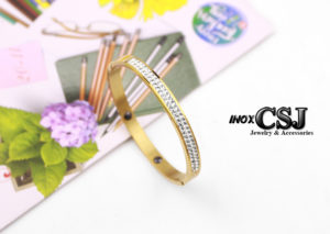 Vòng tay titan 2 hàng hoàn mạ vàng thời trang Hàn Quốc