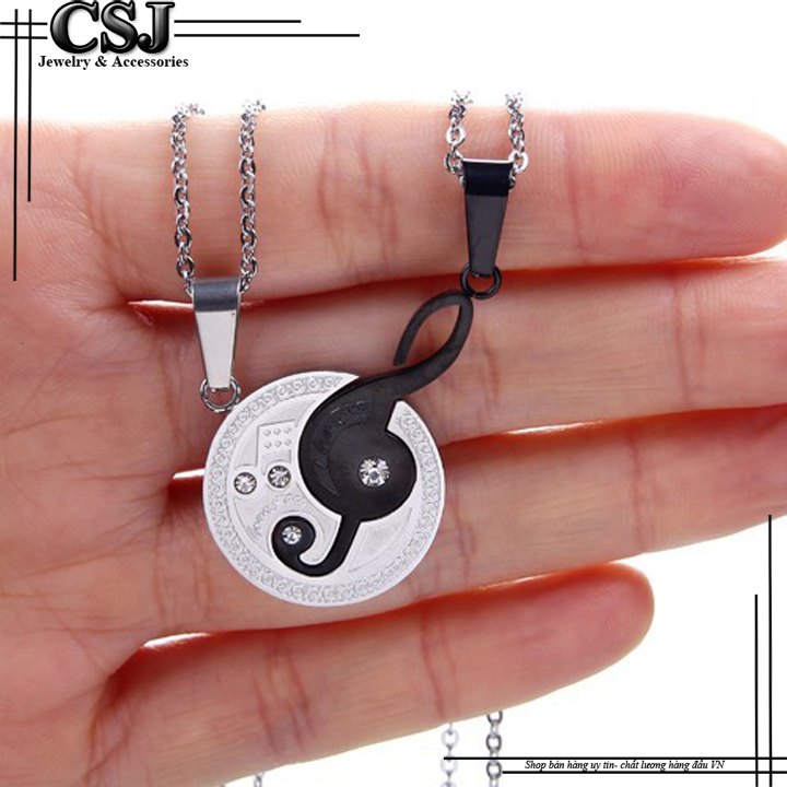 Dây chuyền cặp đôi inox , vòng cổ cặp đôi hình nốt nhạc thời trang đẹp ý nghĩa không đen