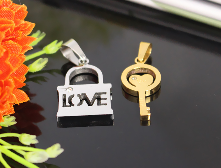 Dây chuyền inox cặp đôi tình nhân hình ổ khóa chìa khóa
