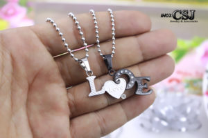 dây chuyền cặp inox chữ love, vòng cổ cặp đôi tình nhân chữ love