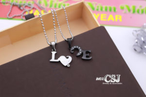 dây chuyền cặp inox chữ love, vòng cổ cặp đôi tình nhân chữ love