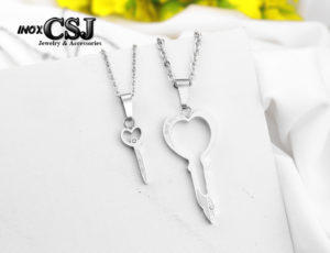 Dây chuyền inox cặp inox hình chìa khóa đôi đẹp không đen giá rẻ