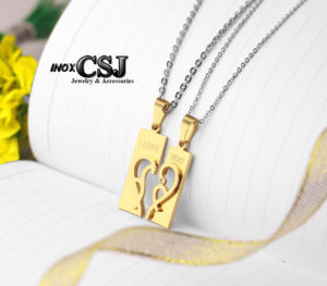 dây chuyền cặp đôi trái tim inox cao cấp không đen giá rẻ, dây chuyền mạ vàng