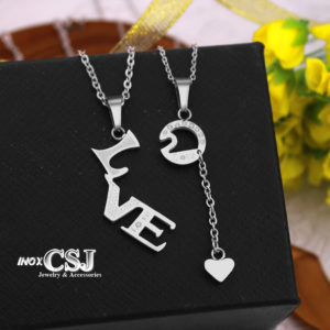 Dây chuyền cặp đôi chữ love, vòng cổ tình nhân chữ love đẹp, không đen, giá rẻ