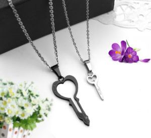 Dây chuyền cặp , vòng cổ đôi hình chia khóa đẹp inox cao cấp không đen , quà tặng đầy ý nghĩa