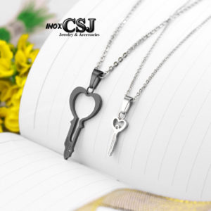 Dây chuyền cặp , vòng cổ đôi hình chia khóa đẹp inox cao cấp không đen , quà tặng đầy ý nghĩa