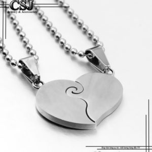 Dây chuyền inox cặp đôi, vòng cổ đôi trái tim đẹp không đen ý nghĩa