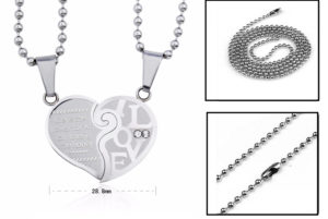Dây chuyền inox cặp đôi, vòng cổ đôi trái tim đẹp không đen ý nghĩa