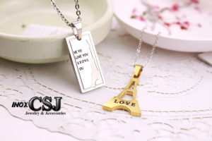 Dây chuyền , vòng cổ cặp đôi inox hình tháp Eiffel không đen , đẹp giá rẻ tại HCM, món quà ý nghĩa