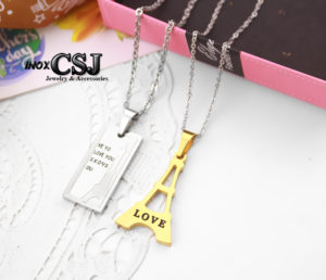 Dây chuyền , vòng cổ cặp đôi inox hình tháp Eiffel không đen , đẹp giá rẻ tại HCM, món quà ý nghĩa
