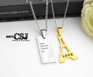 Dây chuyền , vòng cổ cặp đôi inox hình tháp Eiffel không đen , đẹp giá rẻ tại HCM, món quà ý nghĩa