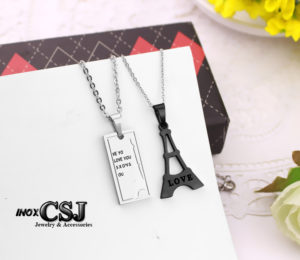 Dây chuyền , vòng cổ cặp đôi tháp eiffel inox cao cấp không đen giá rẻ , món quà ý nghĩa