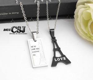 Dây chuyền , vòng cổ cặp đôi tháp eiffel inox cao cấp không đen giá rẻ , món quà ý nghĩa