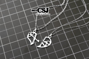 Dây chuyền cặp inox, vòng cổ đôi trái tim 1314-520