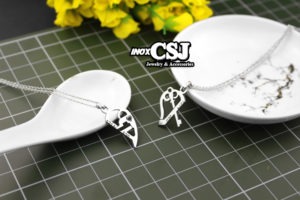 Dây chuyền cặp inox, vòng cổ đôi trái tim 1314-520