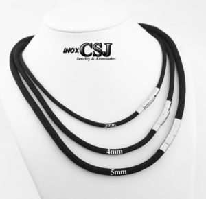 dây chuyền dù đen 4ly thái khóa inox