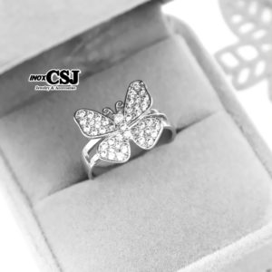 nhẫn nữ inox hình con bướm cao cấp không đen giá rẻ