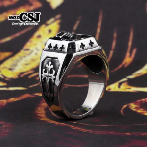 nhẫn nam inox chome heart đầu lâu cá tính