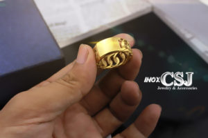 nhẫn nam inox mạ vàng kiểu xích lặc đơn độc cá tính, nhẫn nam titan , nhẫn nam thép không gỉ
