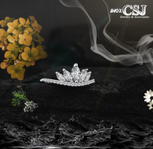 Nhẫn inox nữ hình vươn niệm đính đá cao cấp