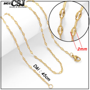 CSJ chuyên bán sỉ lẻ các mẫu dây chuyền nữ inox mạ vàng kiểu lá me chạm chiếu cực đẹp giá rẻ nhất thị trường HCM hà nội