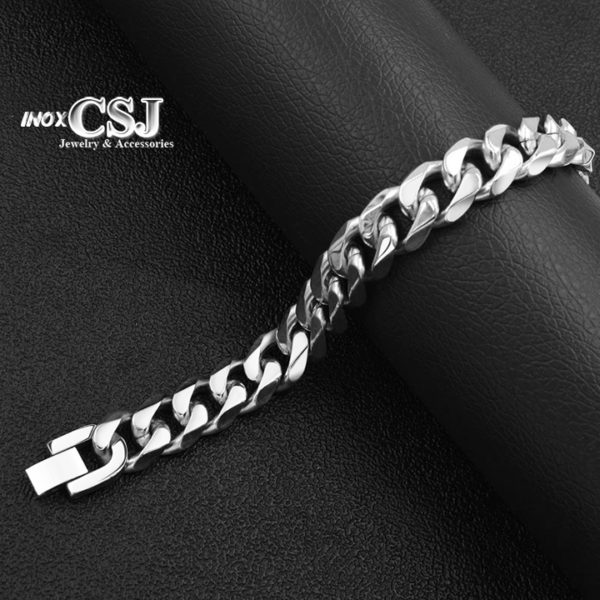 Trang sức nam inox CSj chuyên bán lắc tay lặc đơn 13ly vác cạnh cực đẹp, vòng tay nam inox thời trang Hàn Quốc kiểu lặc