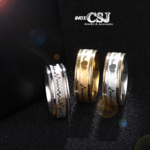 Nhẫn nhịp tim nam inox cao cấp, Công Sang chuyên bán sỉ nhẫn nam inox họa tiết hình nhịp tim